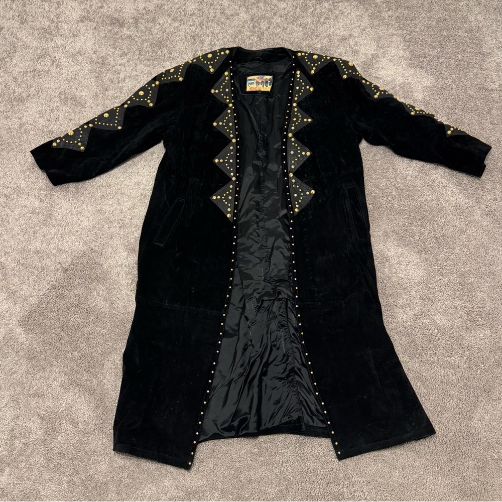 Vintage Atlantic Beach Leather Studded Trench Coat